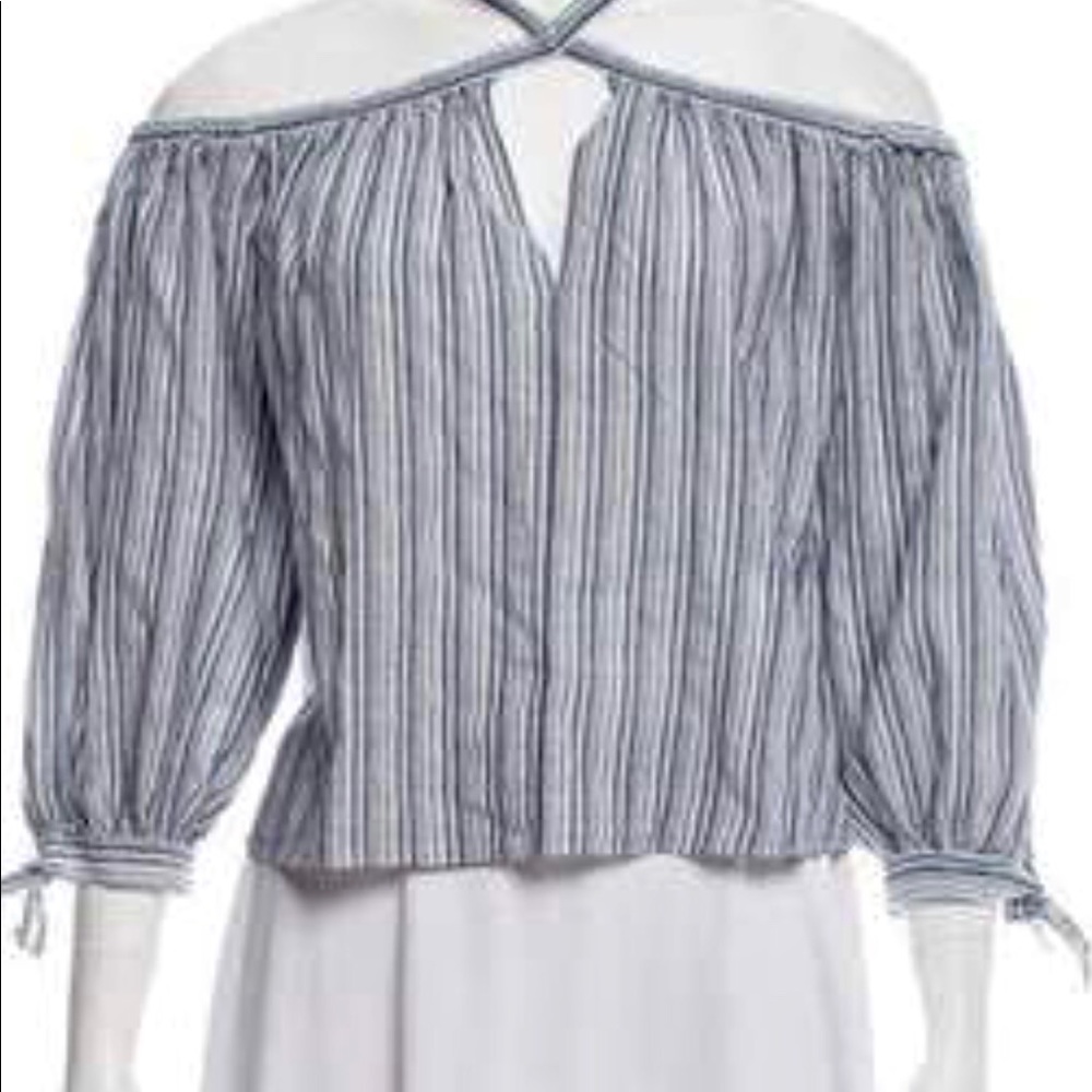 Rebecca Taylor Off the Shoulder Stripe Top